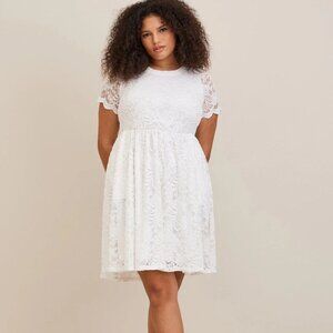 NWOT Torrid White Mini Lace Fit Flare Dress